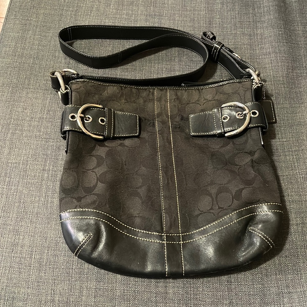 Black coach bag silver hardware